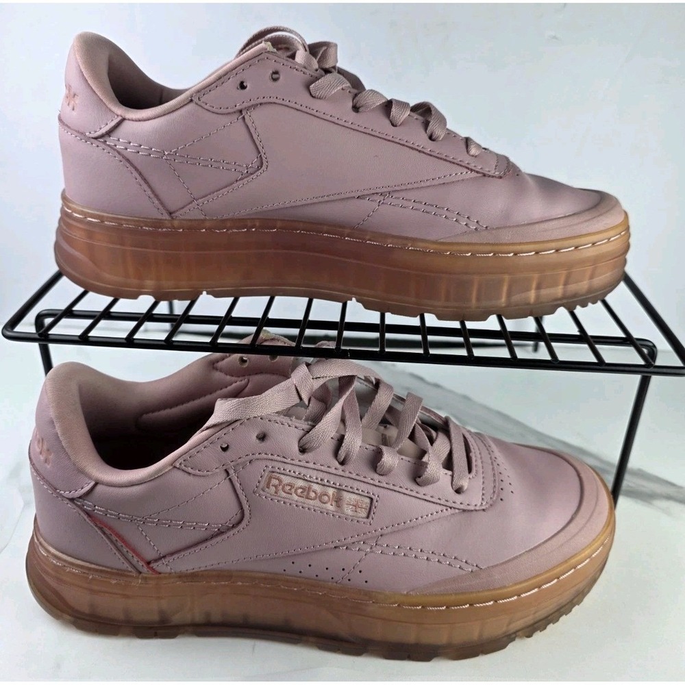 Reebok Club C Double Geo Mauve Pink Platform Sneakers GZ6420 Womens 9